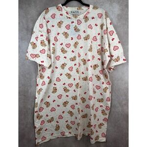 NWT VTG 90s CUTE Originals Teddy Bear Heart Nightgown One Size Fits All